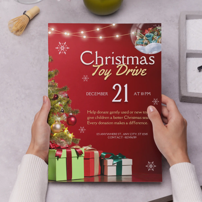 Christmas Toy Drive Flyer Template | Toy Drive Invitation - CreativeRino