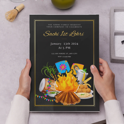 Lohri Invitation Template | Lohri Party Invite - CreativeRino