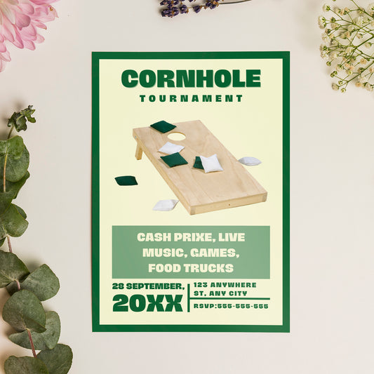 Cornhole Tournament Flyer Template | Cornhole Tournament Fundraiser Flyer