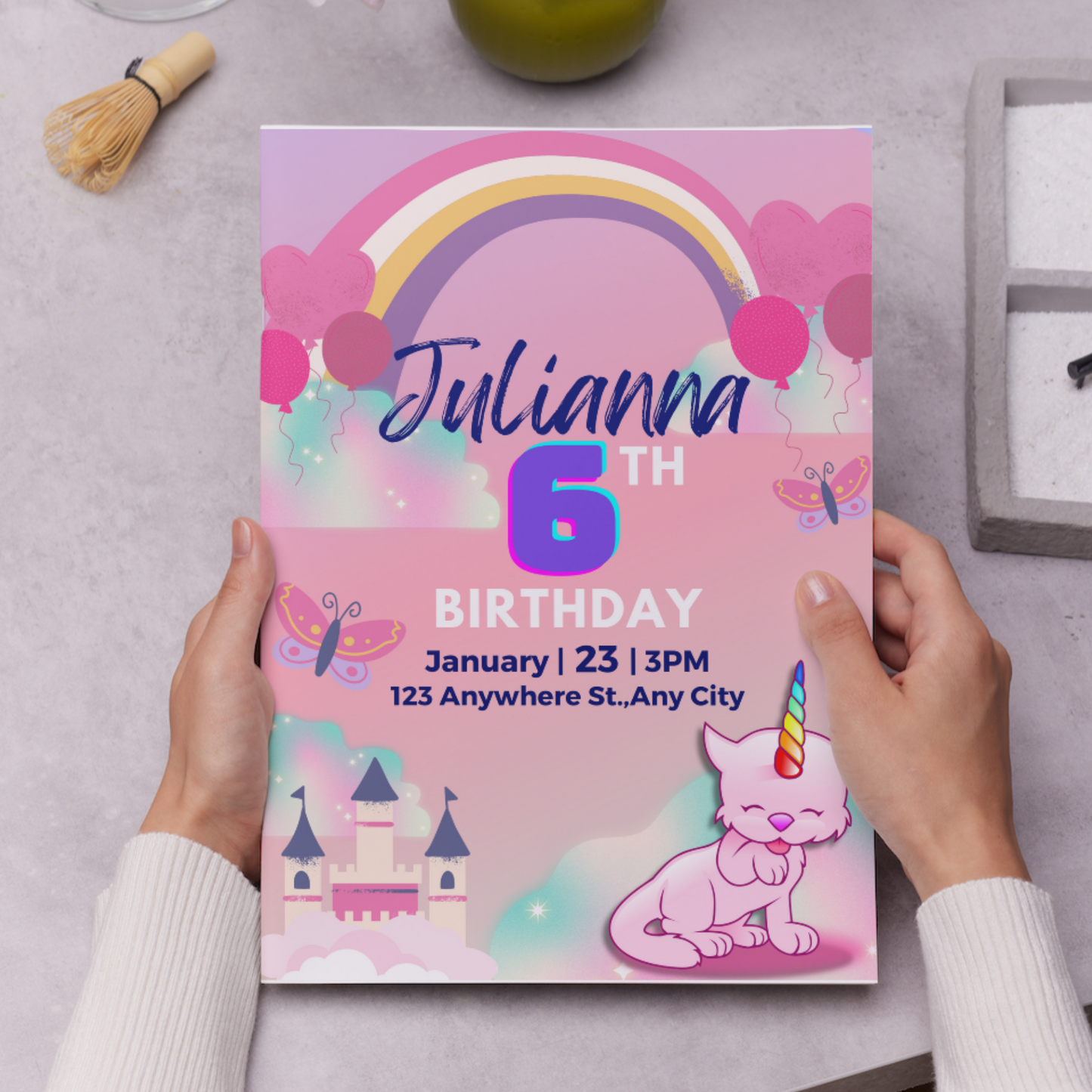 Caticorn Birthday Invitation Template