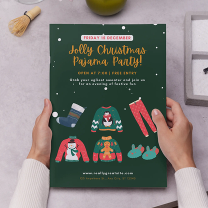 Slumber Christmas Pajamas Party Invitation Template - CreativeRino