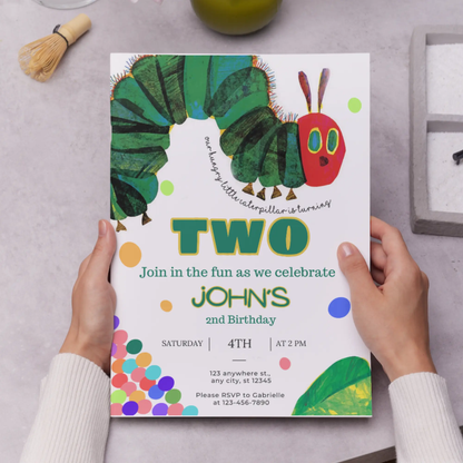 Very Hungry Caterpillar Birthday Invitation Template - CreativeRino
