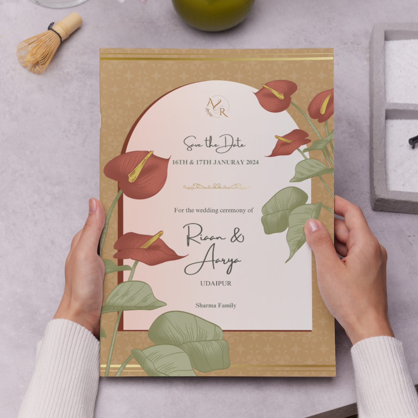 Anthurium Wedding Invitation Template