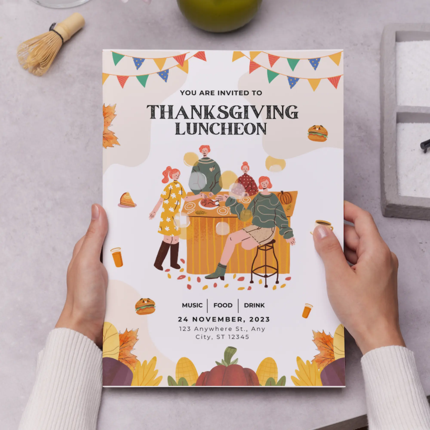 Thanksgiving Luncheon Invitation Template - CreativeRino