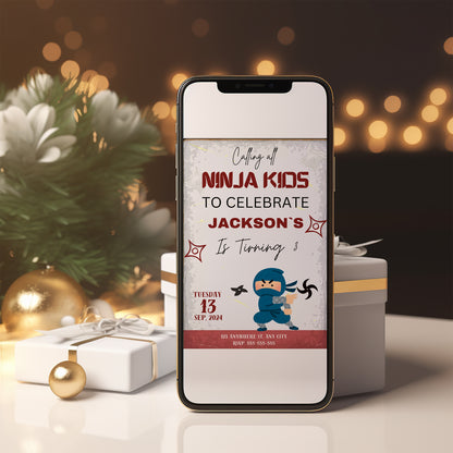 Ninja Kidz Birthday Invitation Template - CreativeRino