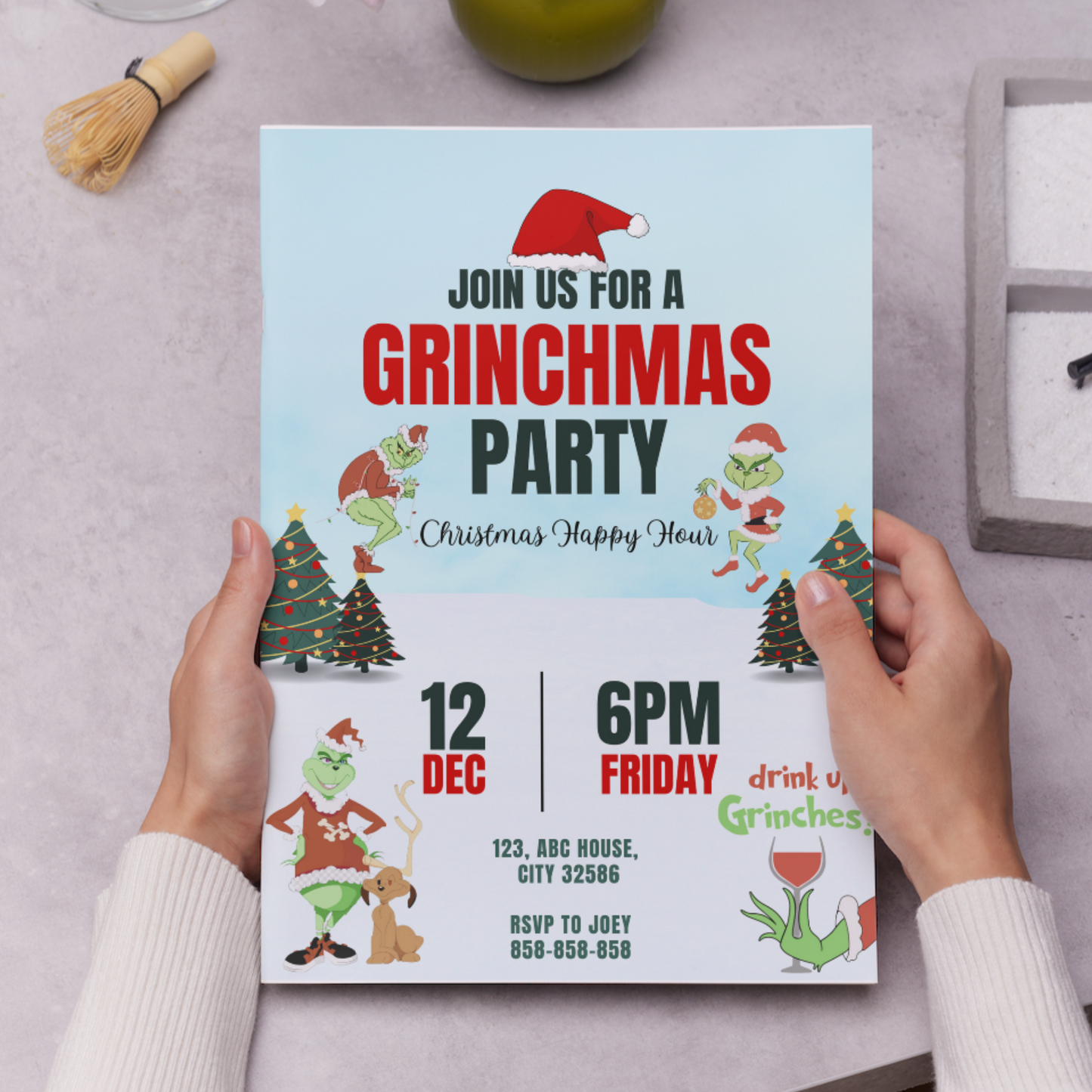 Grinchmas Christmas Party Invitation Template | Grinch Invite