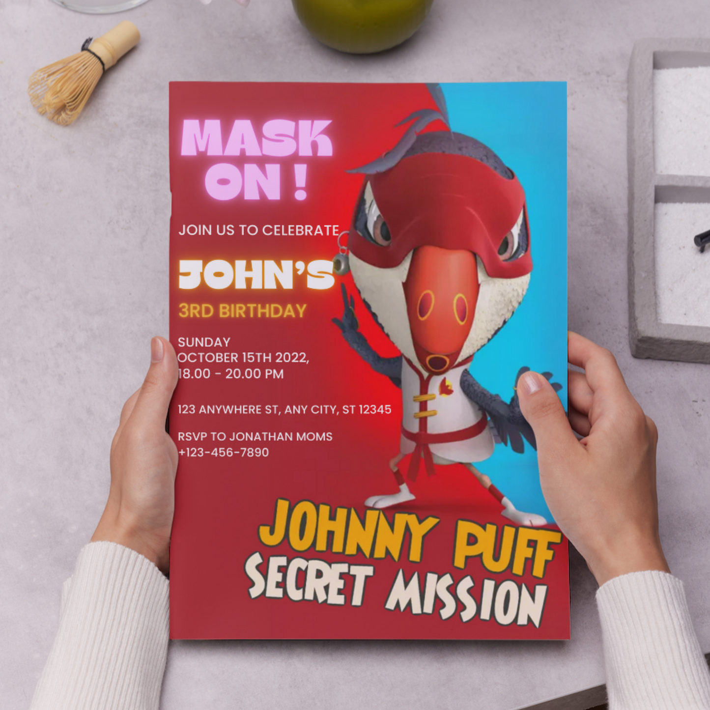 Johnny Puff Birthday Invitation Template