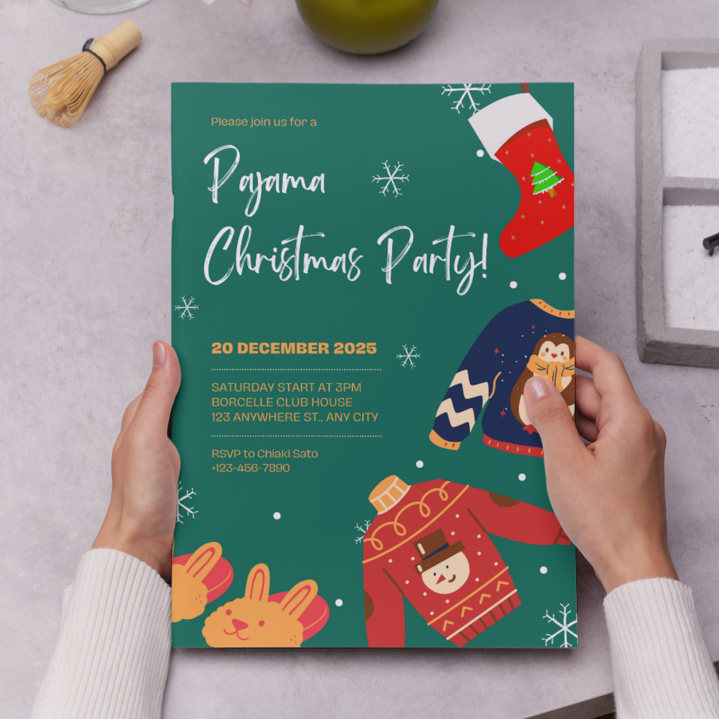 Slumber Christmas Pajamas Party Invitation Template