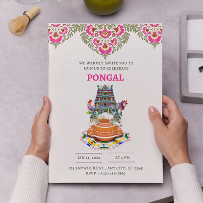 Pongal Invitation Template | Pongal Celebration Invite - CreativeRino