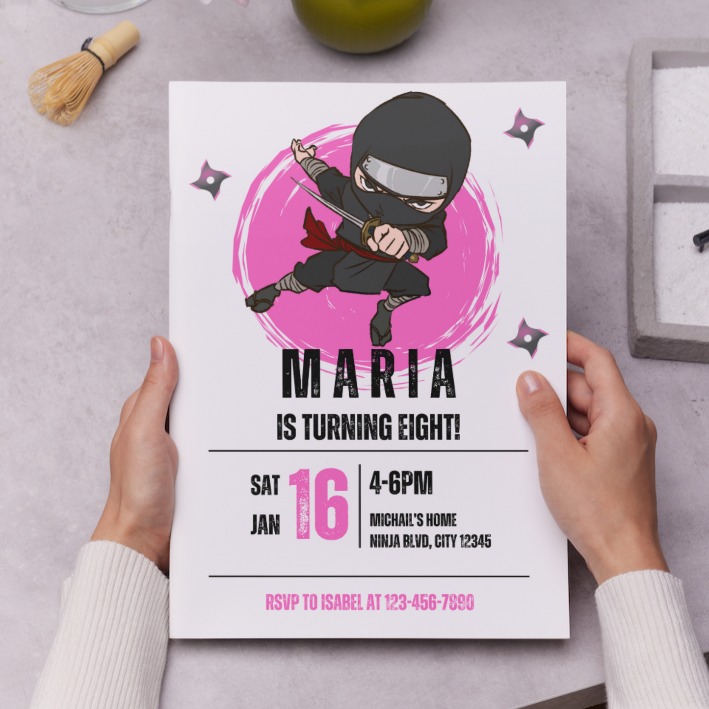 Ninja Birthday Invitation Template | Ninja Warrior Party Invite