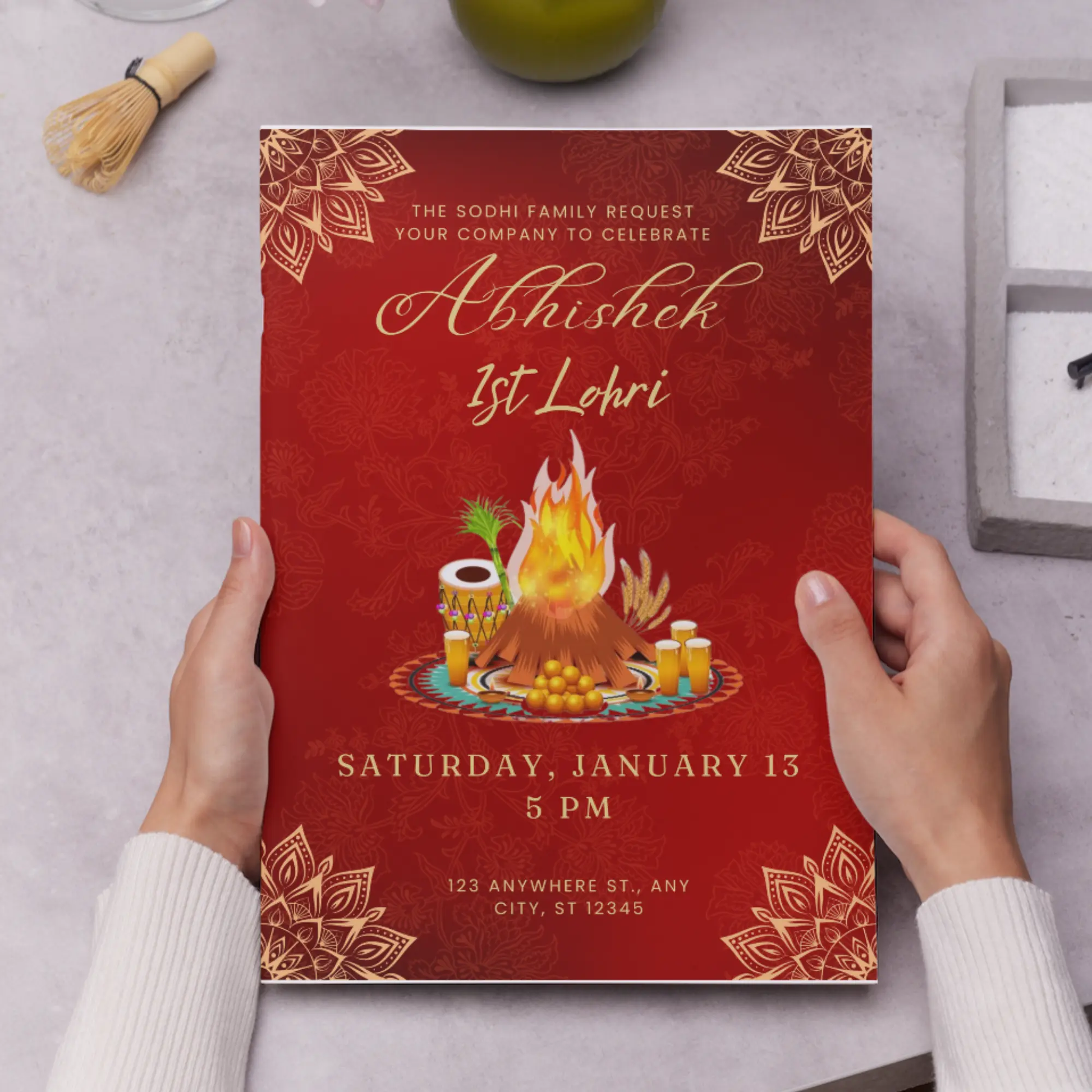 Lohri Invitation Template | Lohri Party Invite - CreativeRino