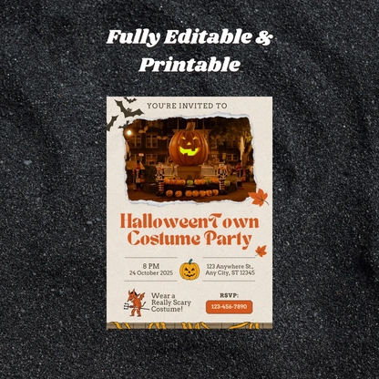 Spirit of Halloweentown Costume Party Invitation Template - CreativeRino