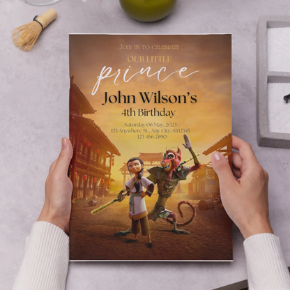 Monkey King Birthday Invitation Template - CreativeRino