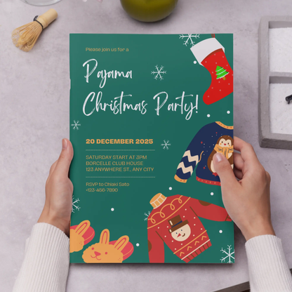 Slumber Christmas Pajamas Party Invitation Template - CreativeRino