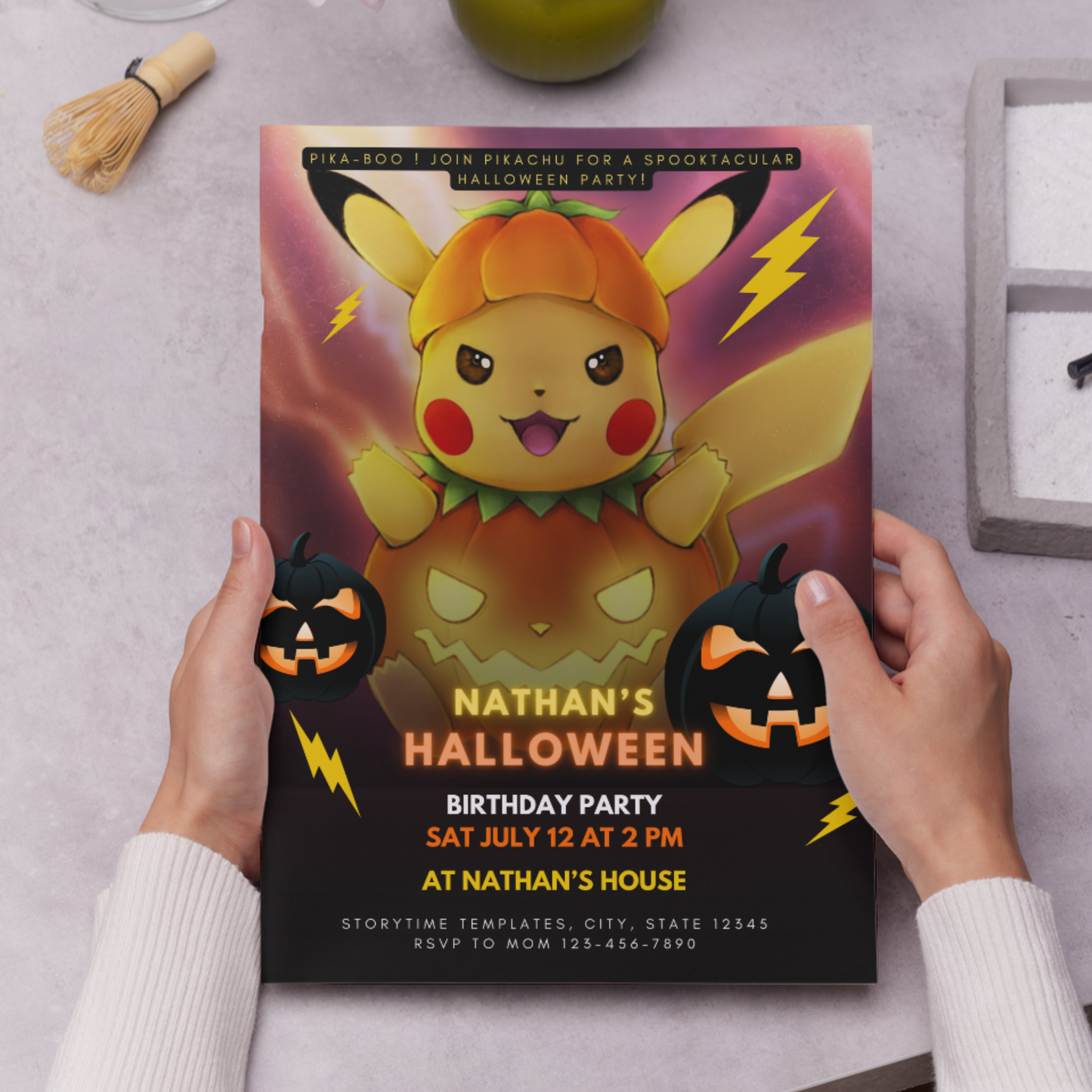 Pokemon Birthday Halloween Party Invitation Template