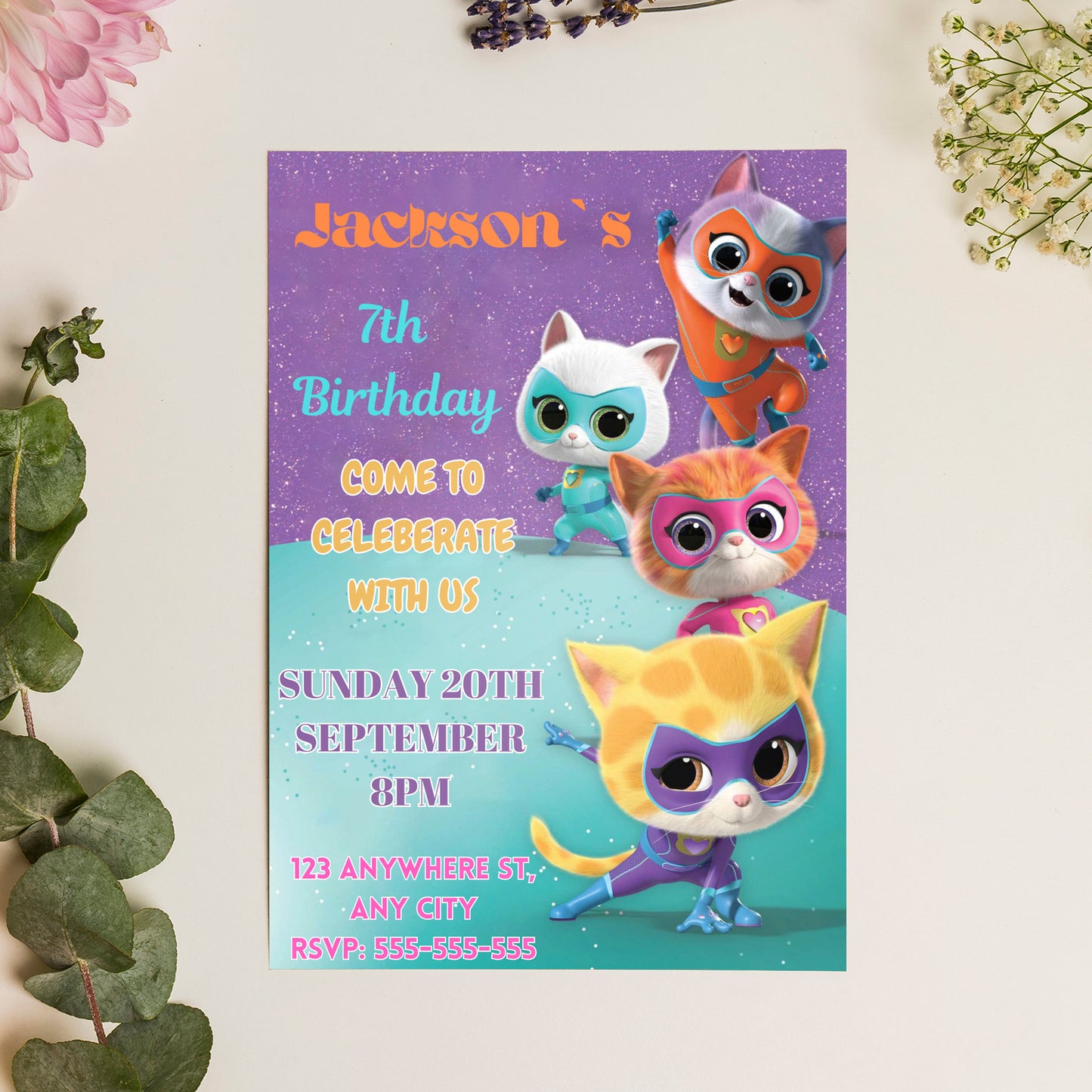 Superkitties Birthday Invitation Template