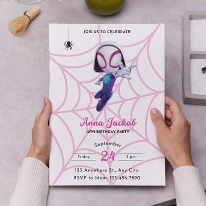 Ghost Spidey Birthday Invitation Template | Spidey and his Amazing Friends - CreativeRino