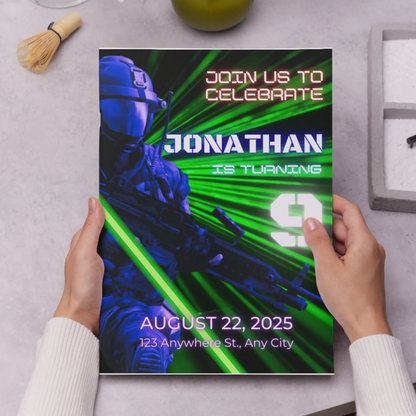Laser Tag Gaming Birthday Invitation Template - CreativeRino