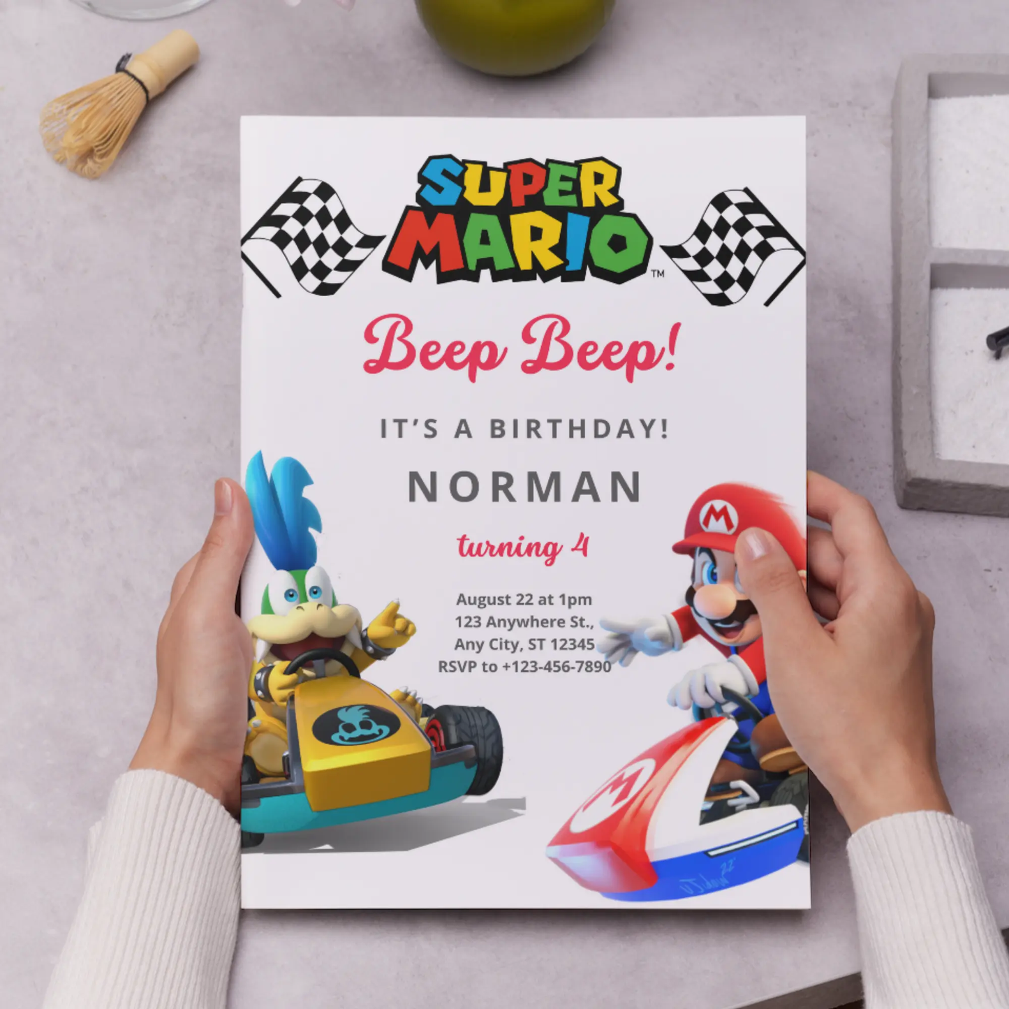Super Mario Kart Birthday Invitation Template - CreativeRino