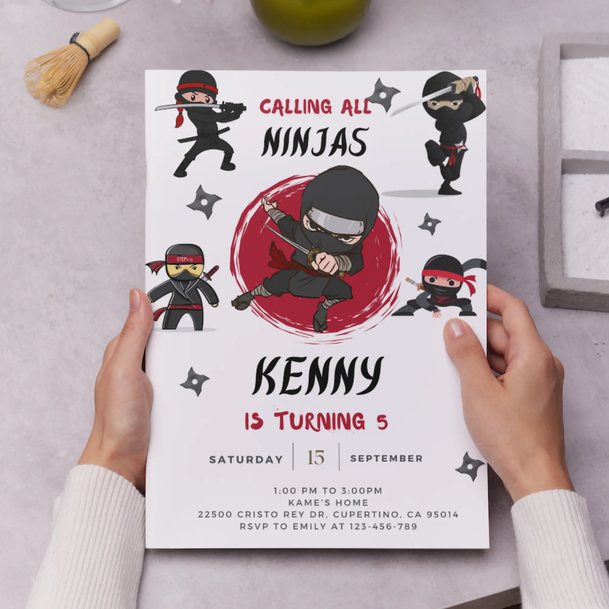 Ninja Birthday Invitation Template | Ninja Warrior Party Invite - CreativeRino