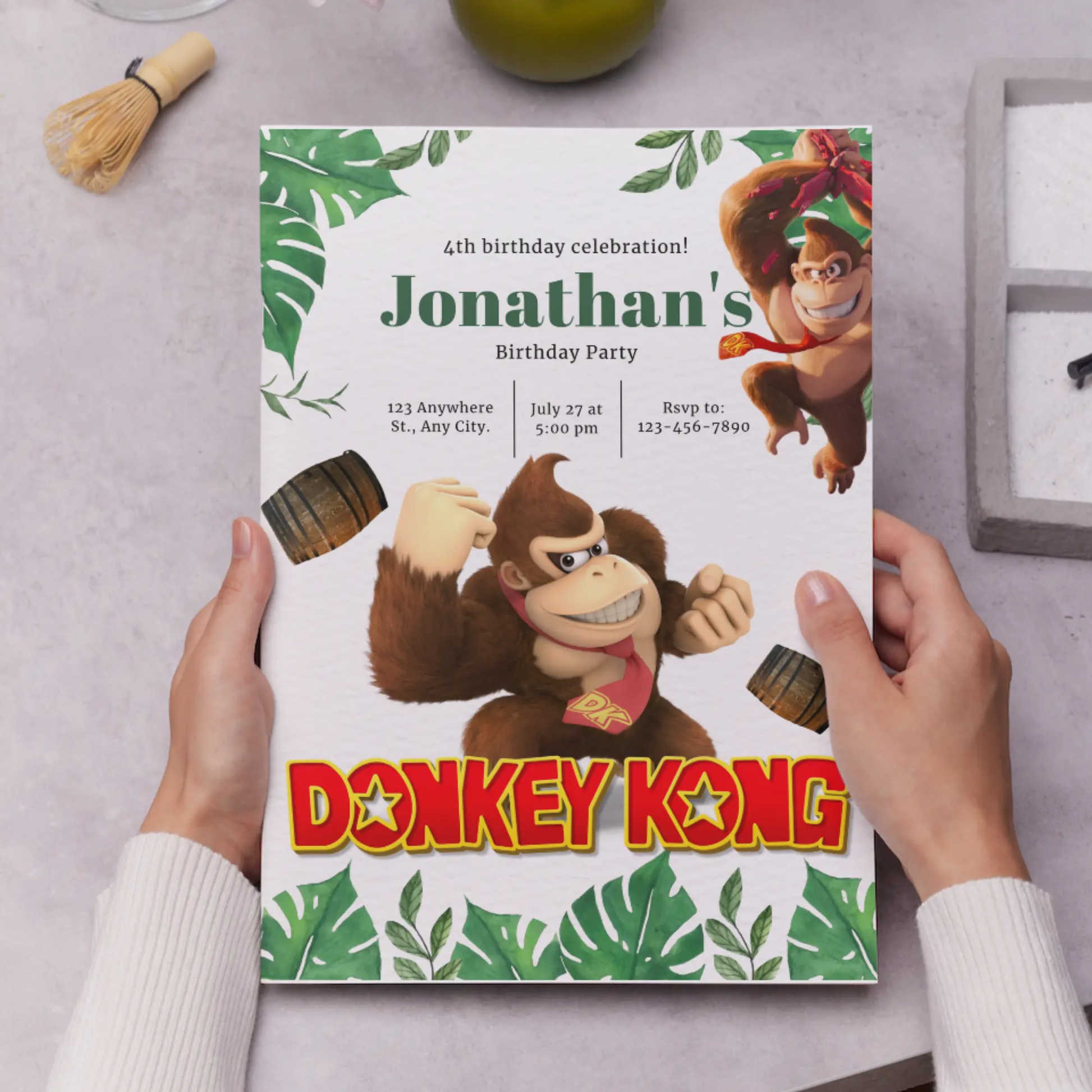 Donkey Kong Birthday Invitation Template | Super Mario Invite - CreativeRino