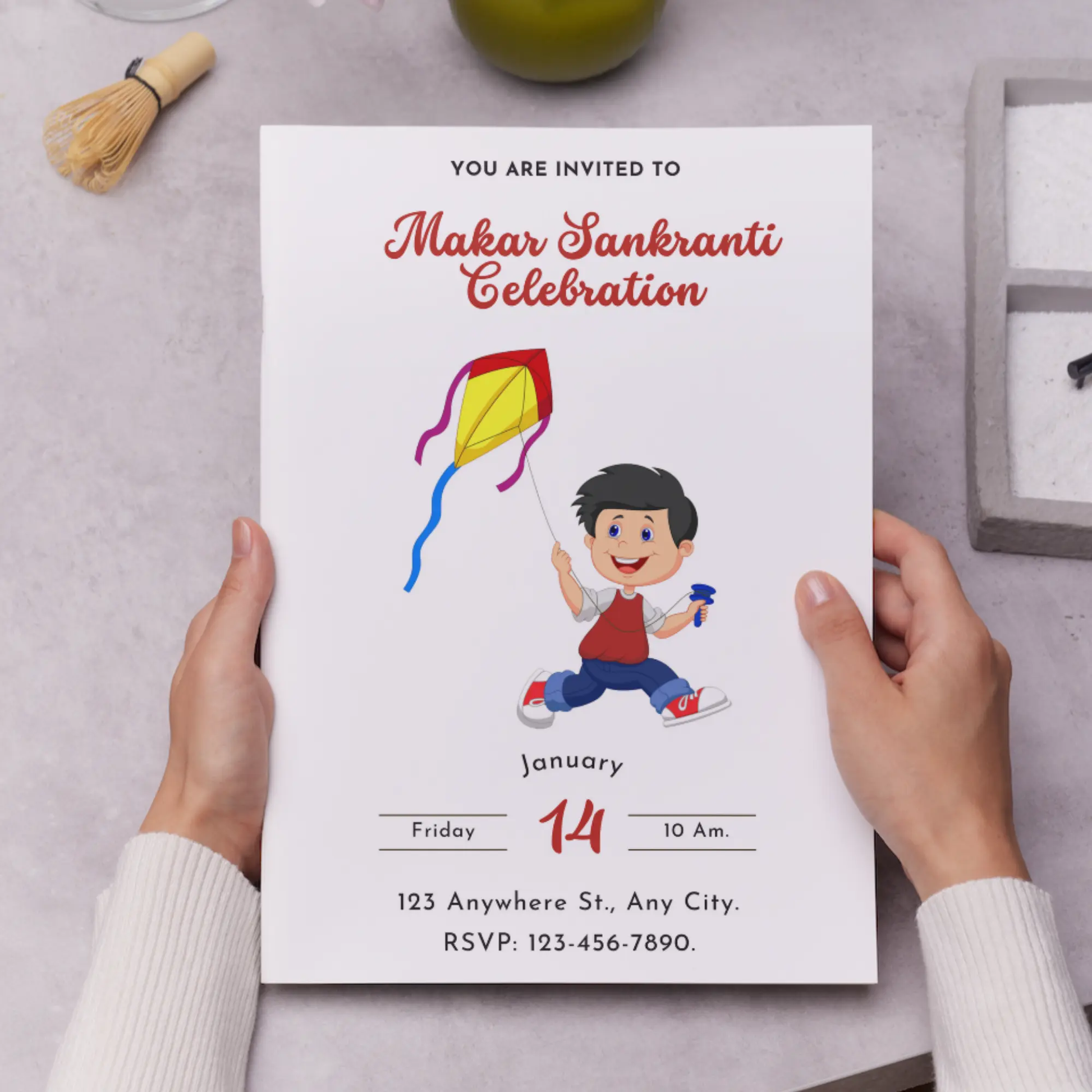Makar Sankranti Invitation Template | Uttarayan International Kite Festival Invite - CreativeRino