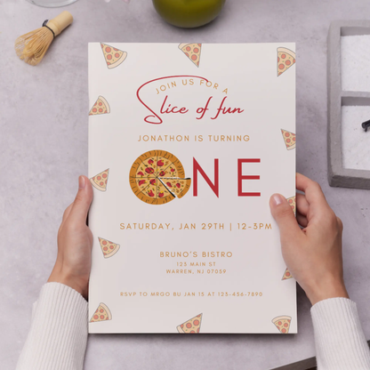 Pizza Slice of Fun Birthday Invitation Template - CreativeRino