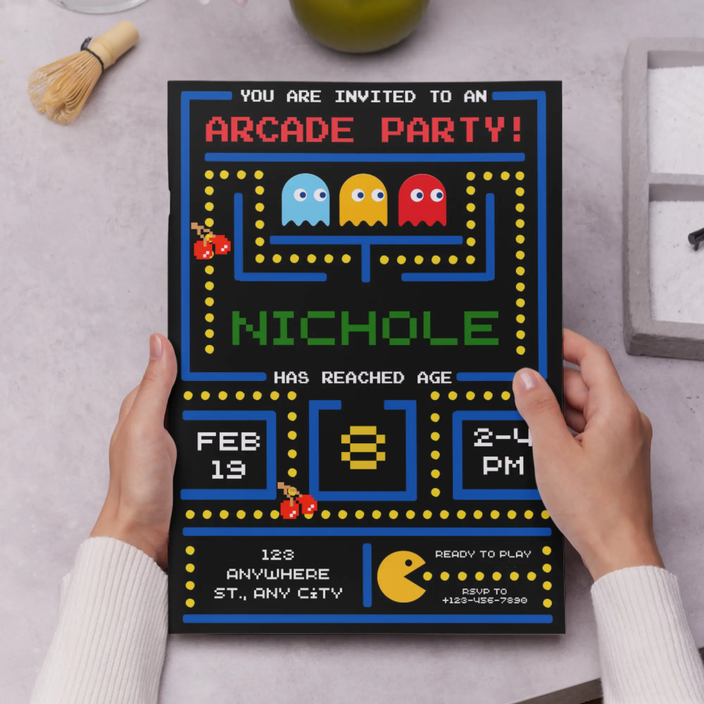 Pac Man Birthday Invitation Template - CreativeRino