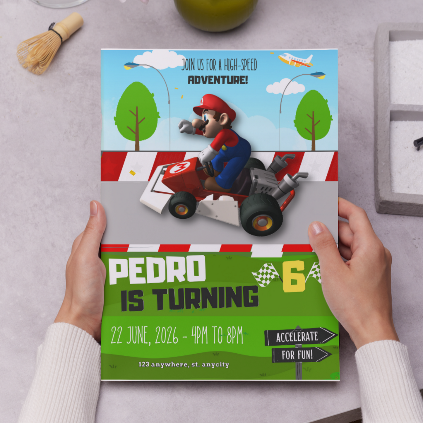 Super Mario Kart Birthday Invitation Template