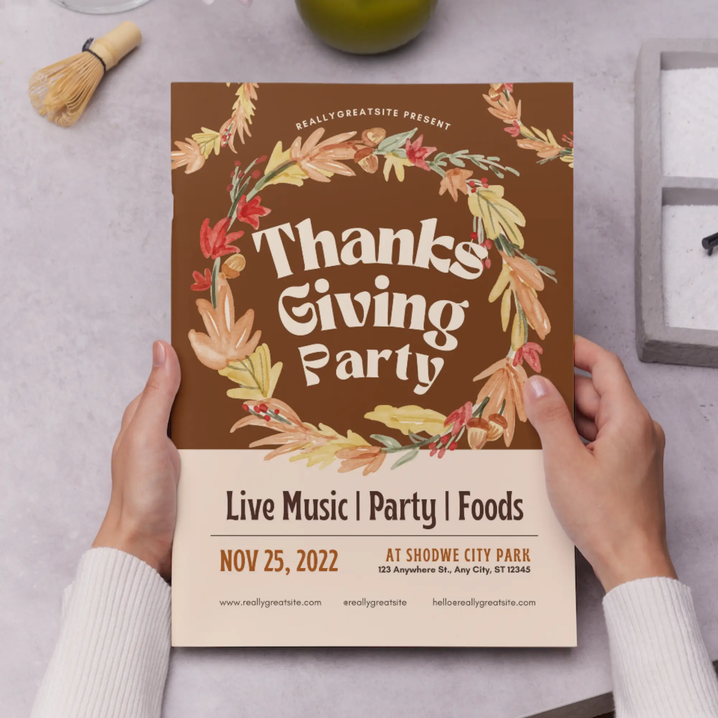 Fall Thanksgiving Dinner Party Invitation Template - CreativeRino