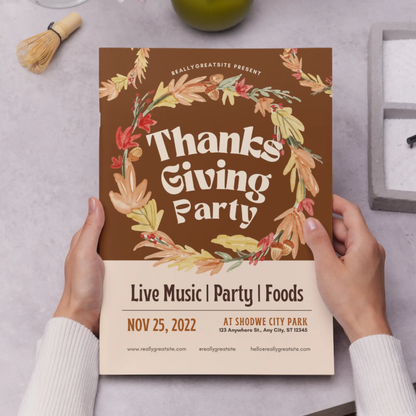 Fall Thanksgiving Dinner Party Invitation Template - CreativeRino