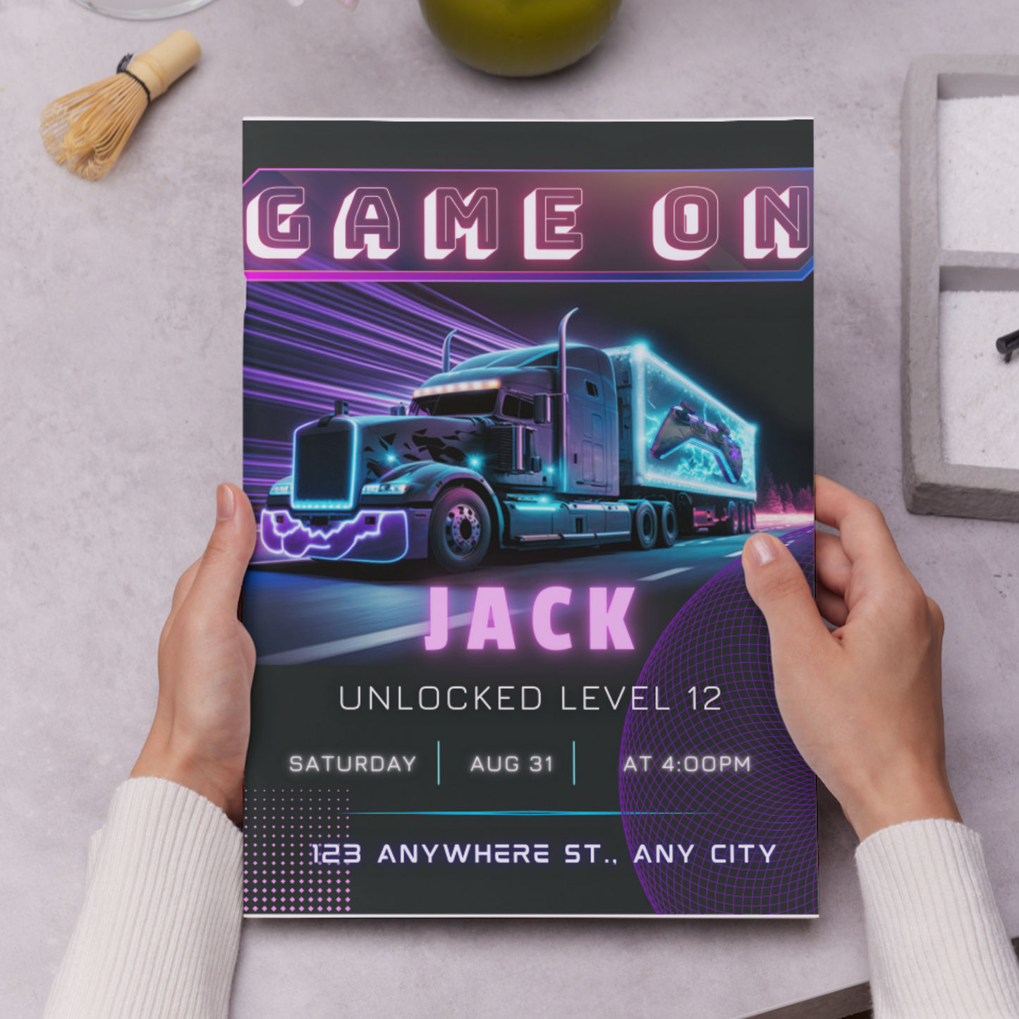 Game Truck Gaming Birthday Invitation Template