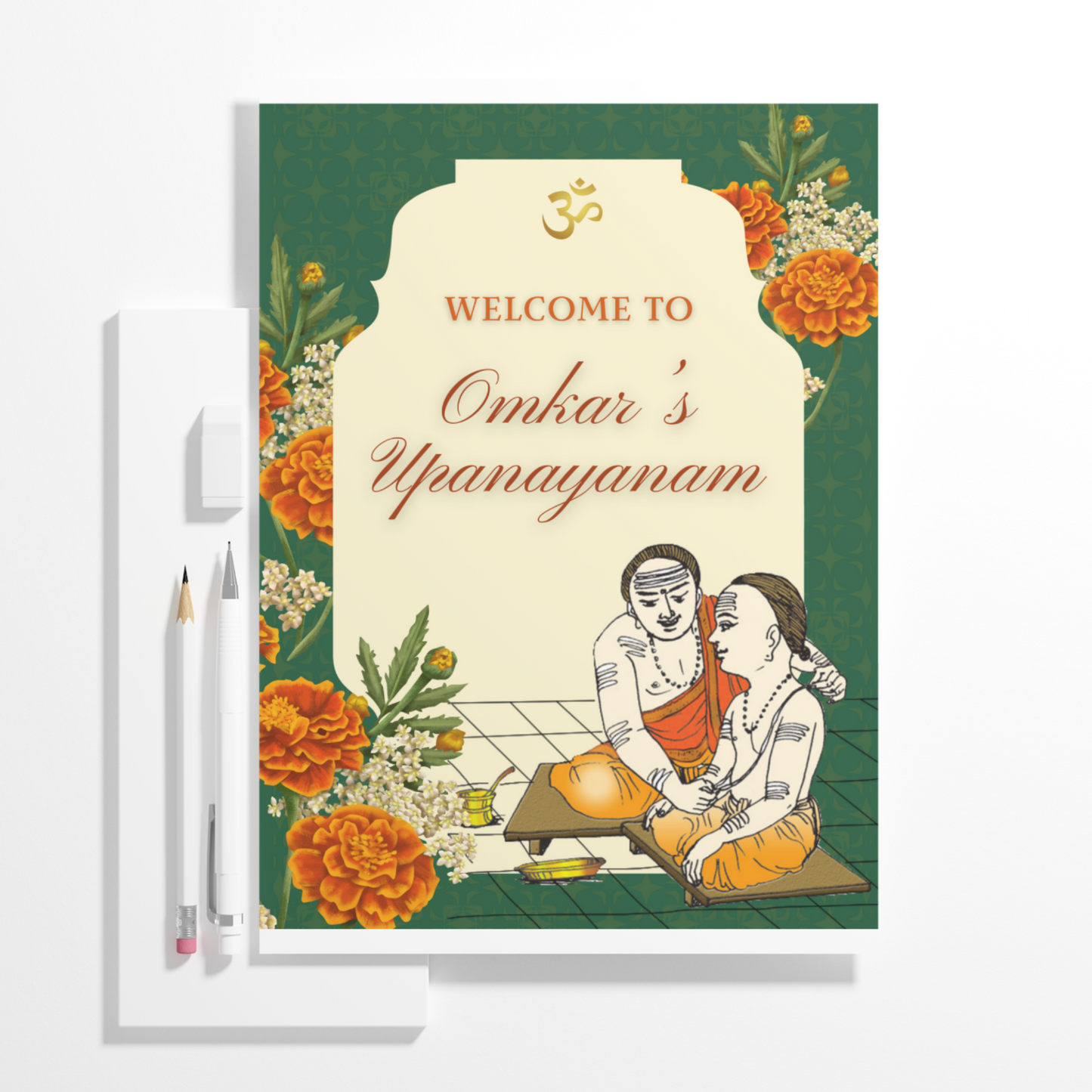 Upanayanam Ceremony Sign Template | Janeau Thread Ceremony Welcome Sign