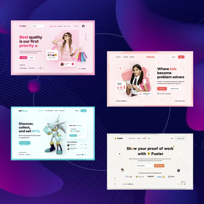 17 Figma UI Design Template Bundle | NFT Mental Health Online Classes Cleaner Mechanics Garden Store Figma Website Template CreativeRino