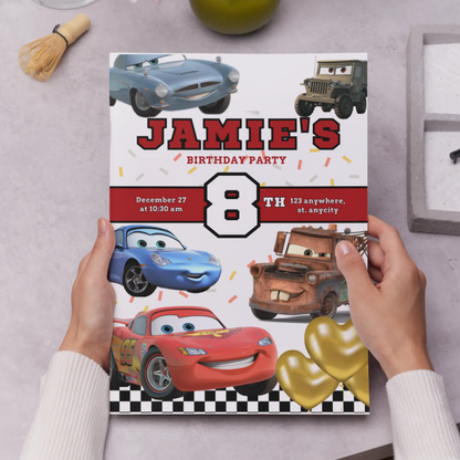 Cars Birthday Invitation Template | Lightning McQueen Invite - CreativeRino
