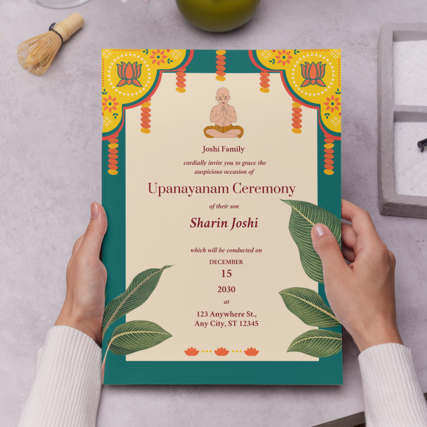 Upanayanam Ceremony Invitation Template | Thread Ceremony Invite