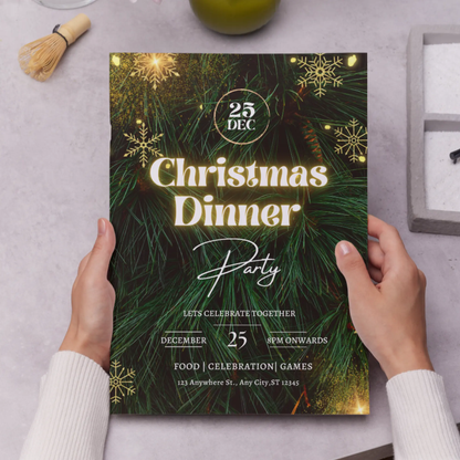 Christmas Dinner Party Invitation Template - CreativeRino