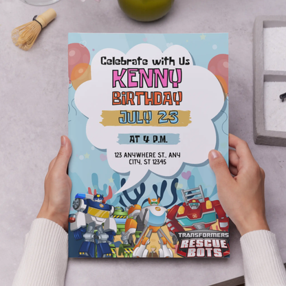 Rescue Bots Transformers Birthday Invitation Template - CreativeRino
