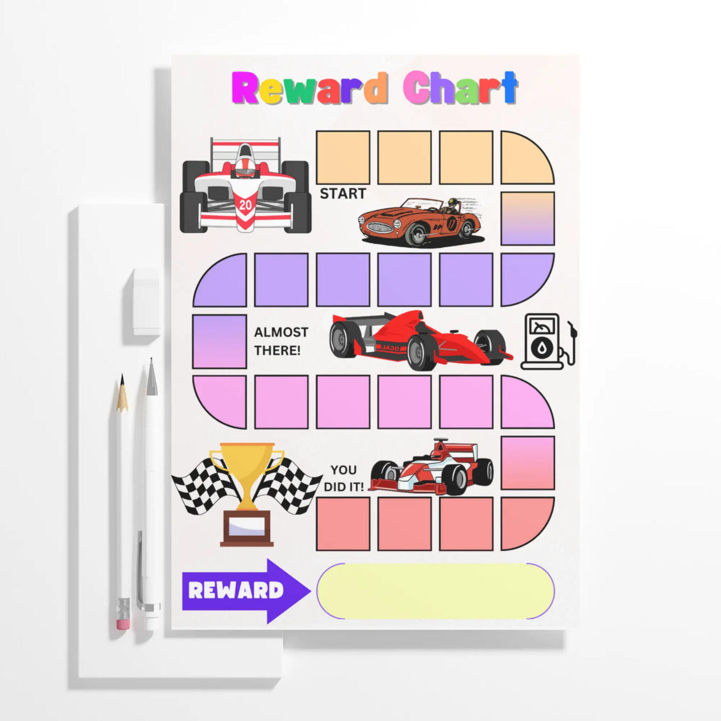 Racing Car Reward Chart Template | Cars Behavior Chart - CreativeRino