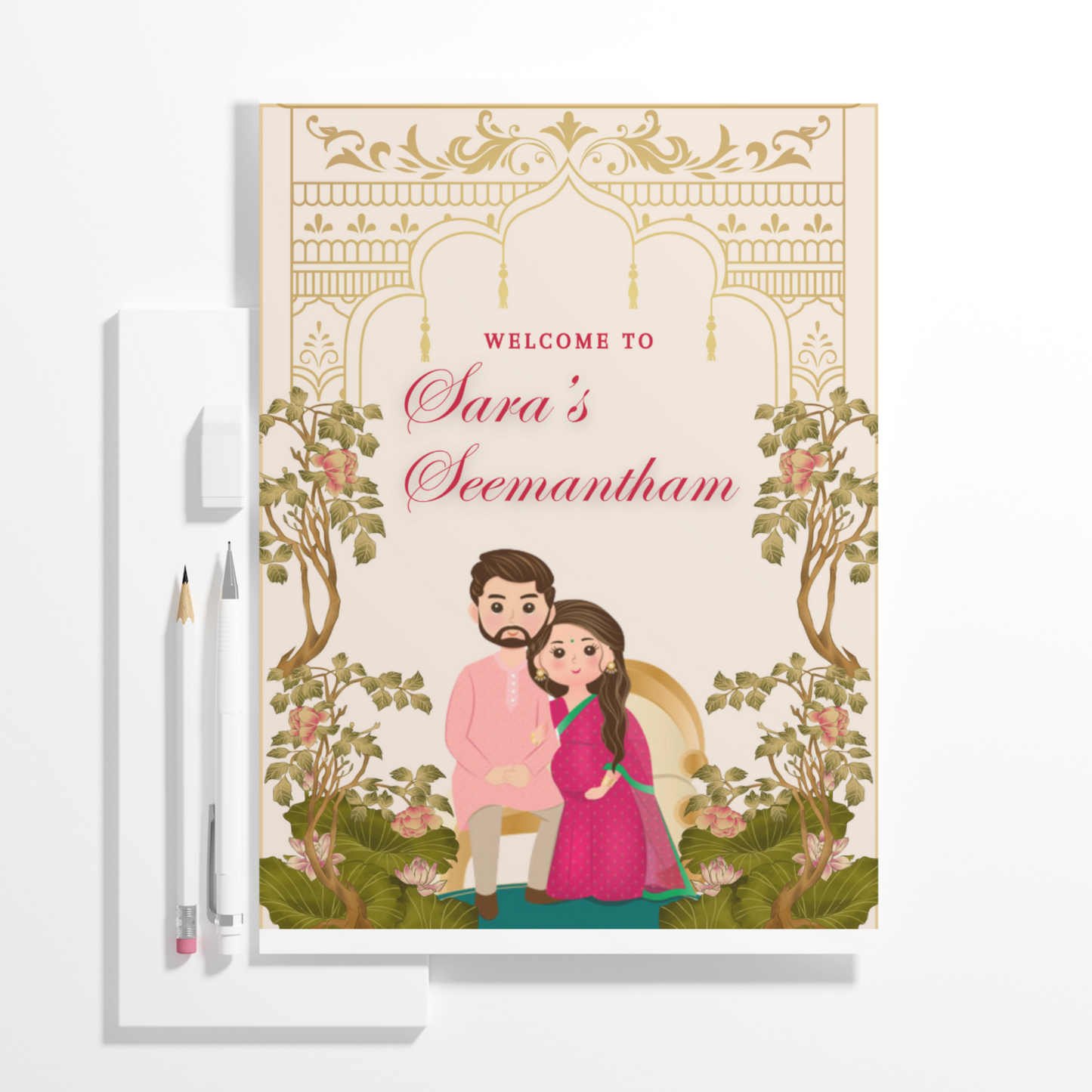 Seemantham Ceremony Sign Template | Indian Baby Shower Welcome Sign