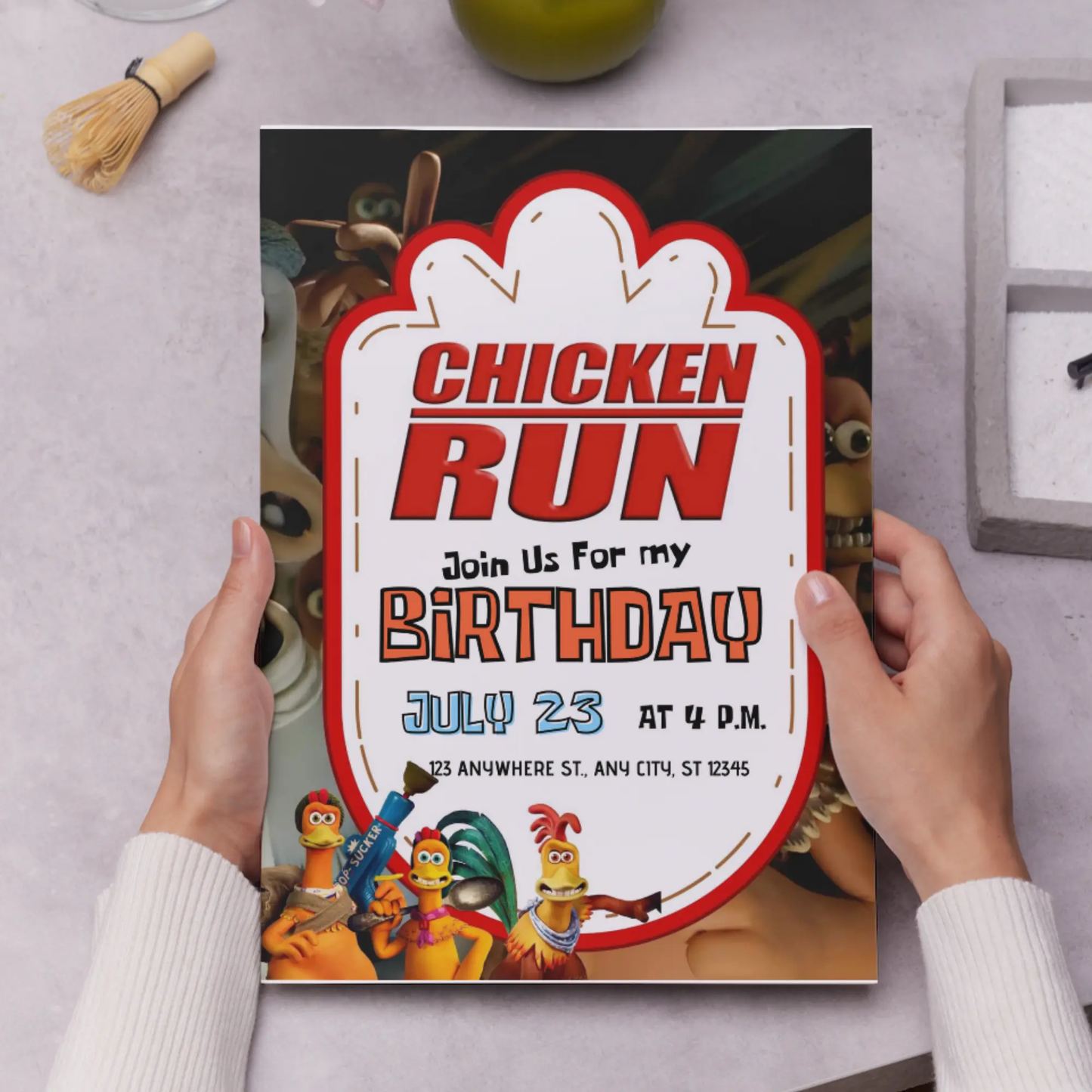 Chicken Run Birthday Invitation Template - CreativeRino