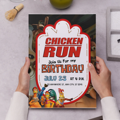 Chicken Run Birthday Invitation Template - CreativeRino