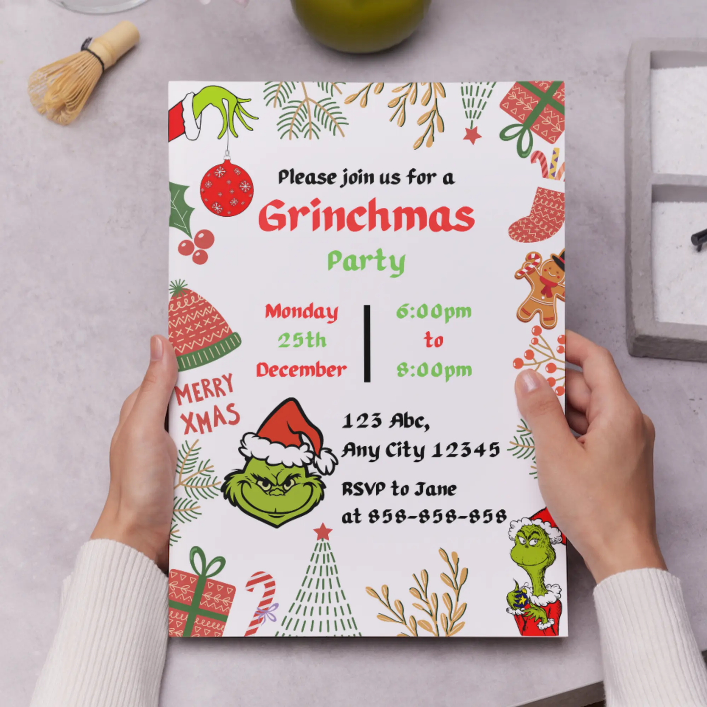 Grinchmas Christmas Invitation Template | Grinch Invite - CreativeRino