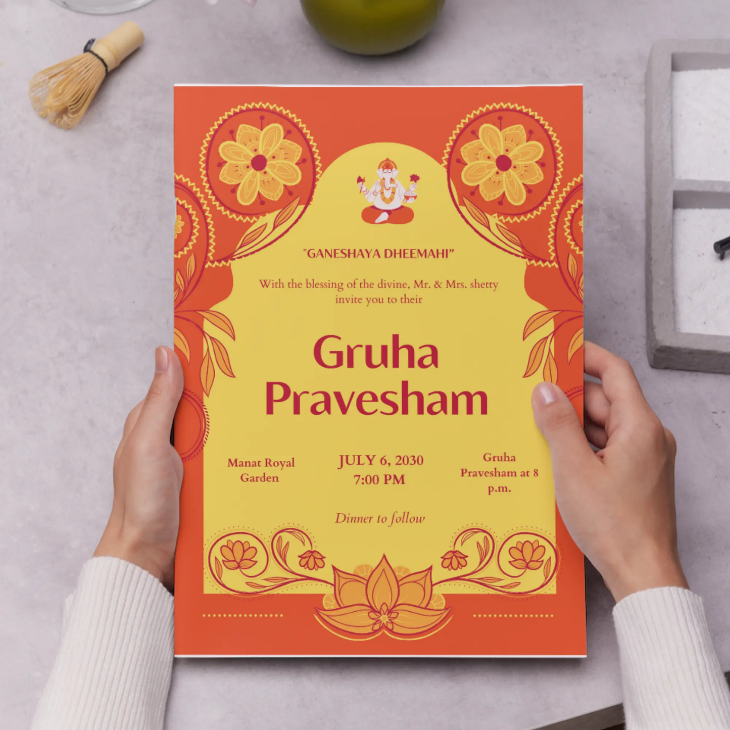 Gruhapravesham Invitation Template | Indian Housewarming Invite - CreativeRino