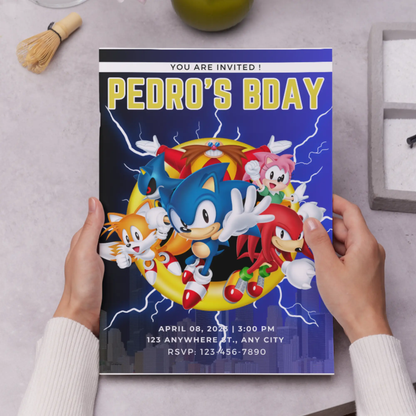 Super Sonic Hedgehog Birthday Invitation Template - CreativeRino