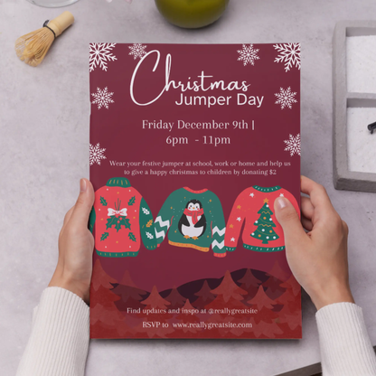 Christmas Jumper Day Invitation Template | Ugly Sweater Christmas Party Invite - CreativeRino