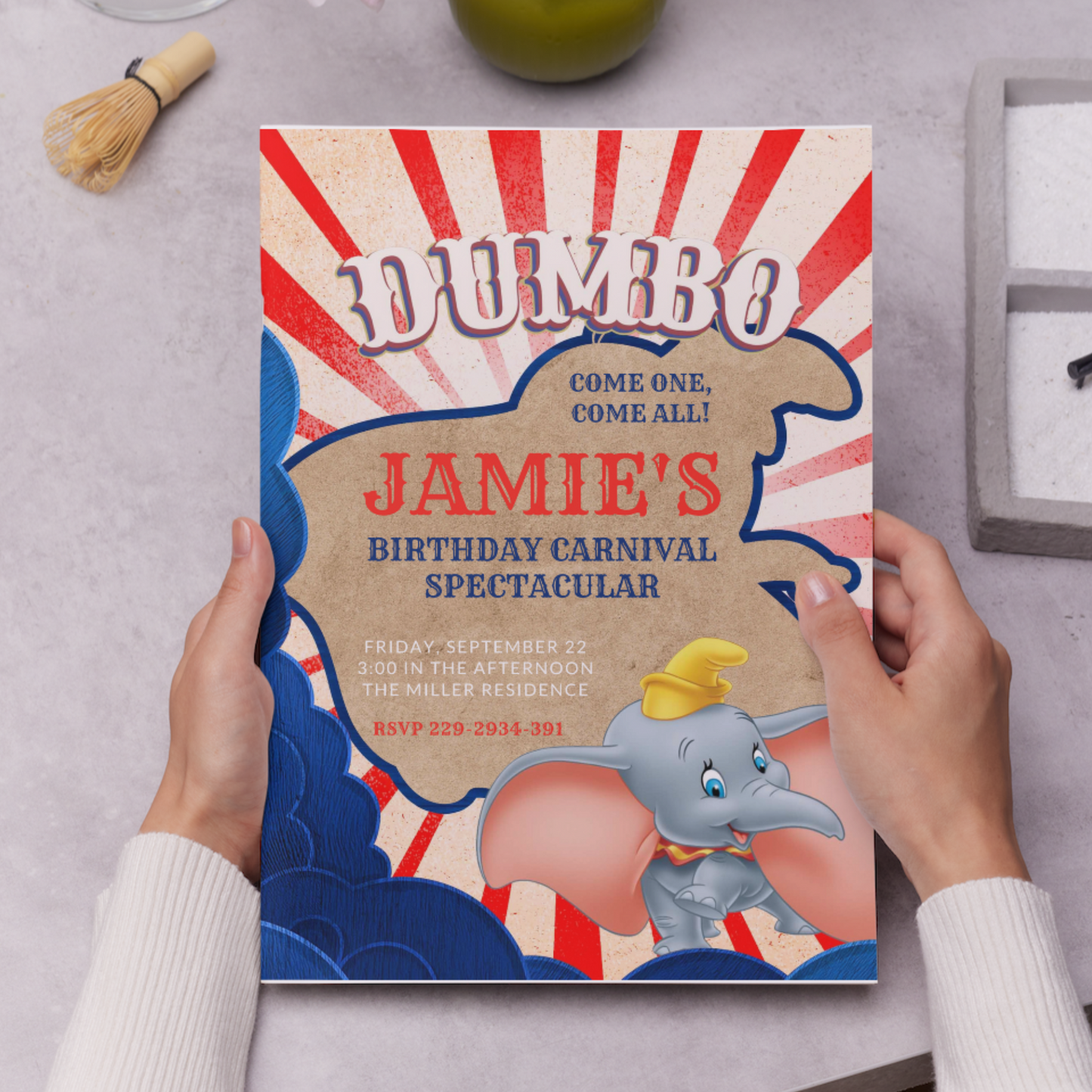 Dumbo Birthday Invitation Template