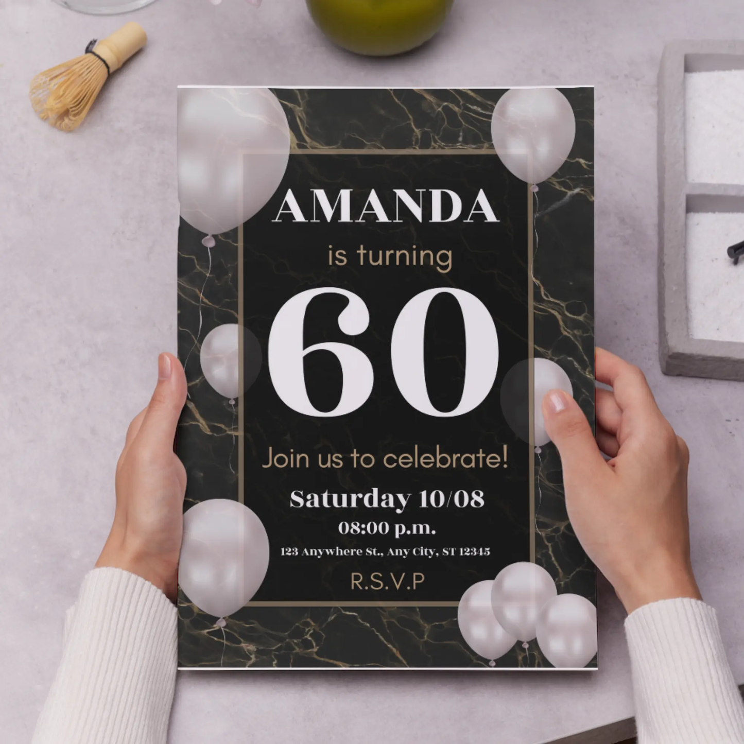 60th Birthday Invitation Template - CreativeRino