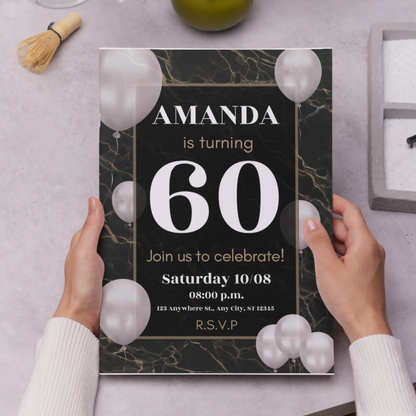 60th Birthday Invitation Template - CreativeRino