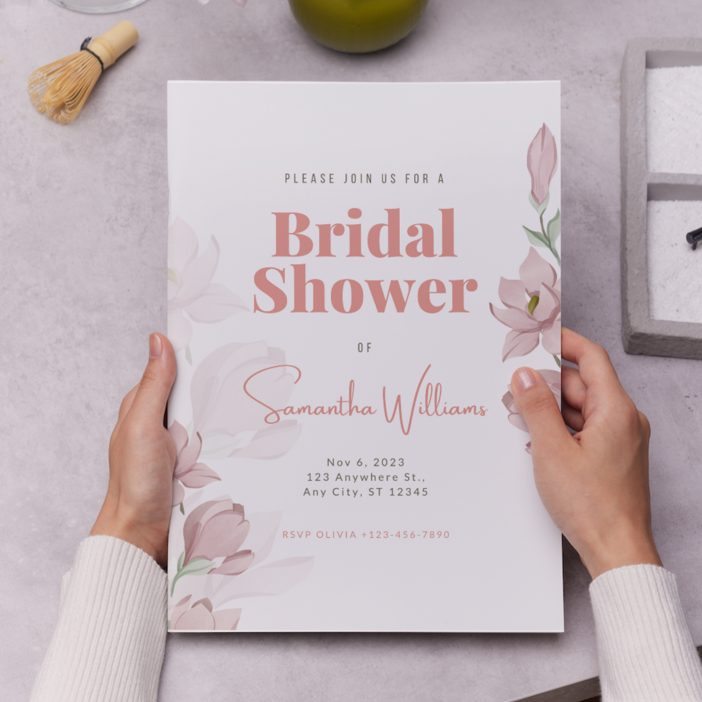 Pink Floral Spring Wildflower Bridal Shower Invitation Template